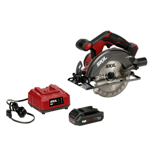 SKIL PWR CORE 20V 6-1/2-Inch Cordless Circular Saw, 2.0Ah Lithium Battery & Charger